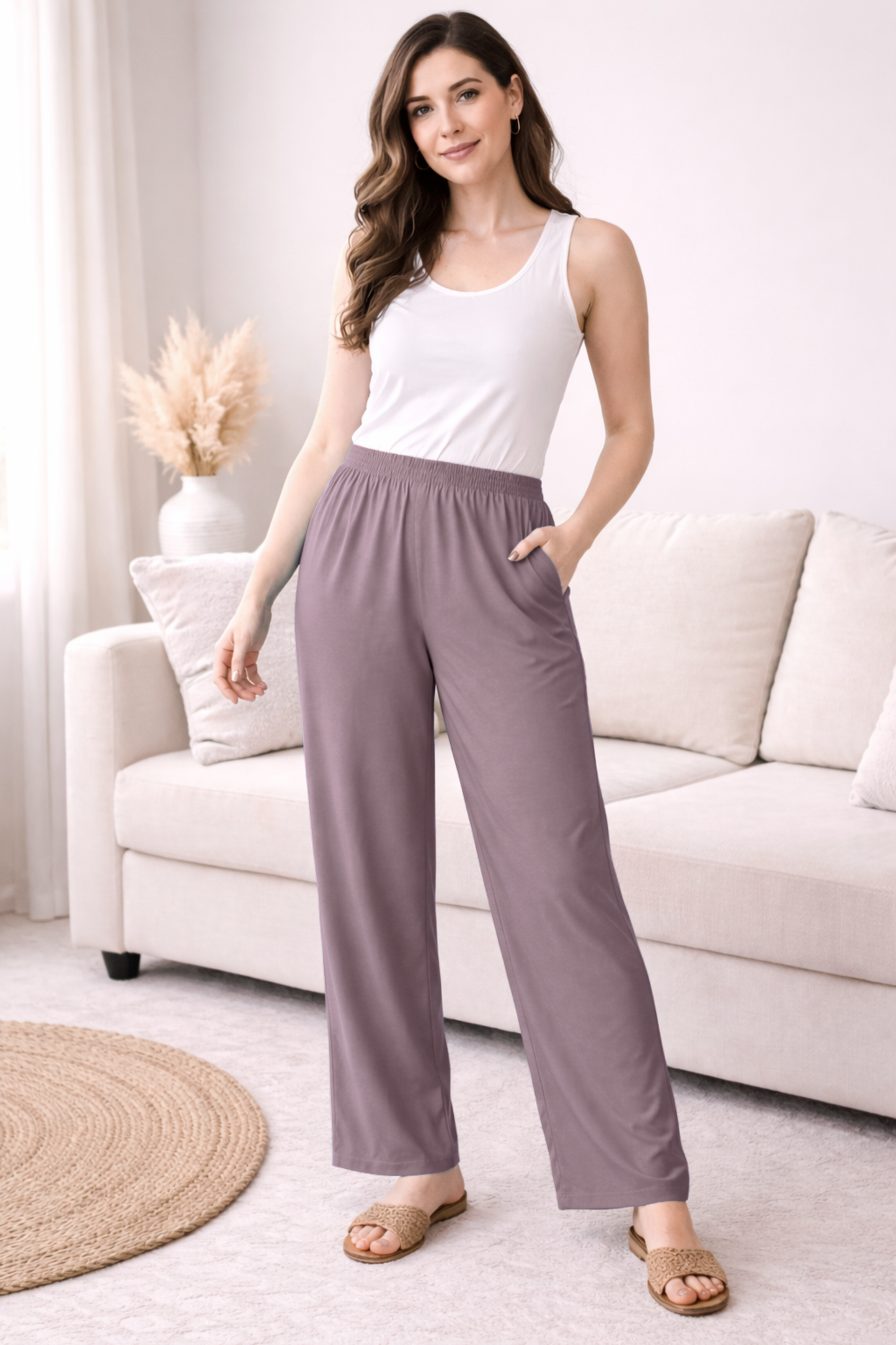 Mauve Rayon Kurti Pant