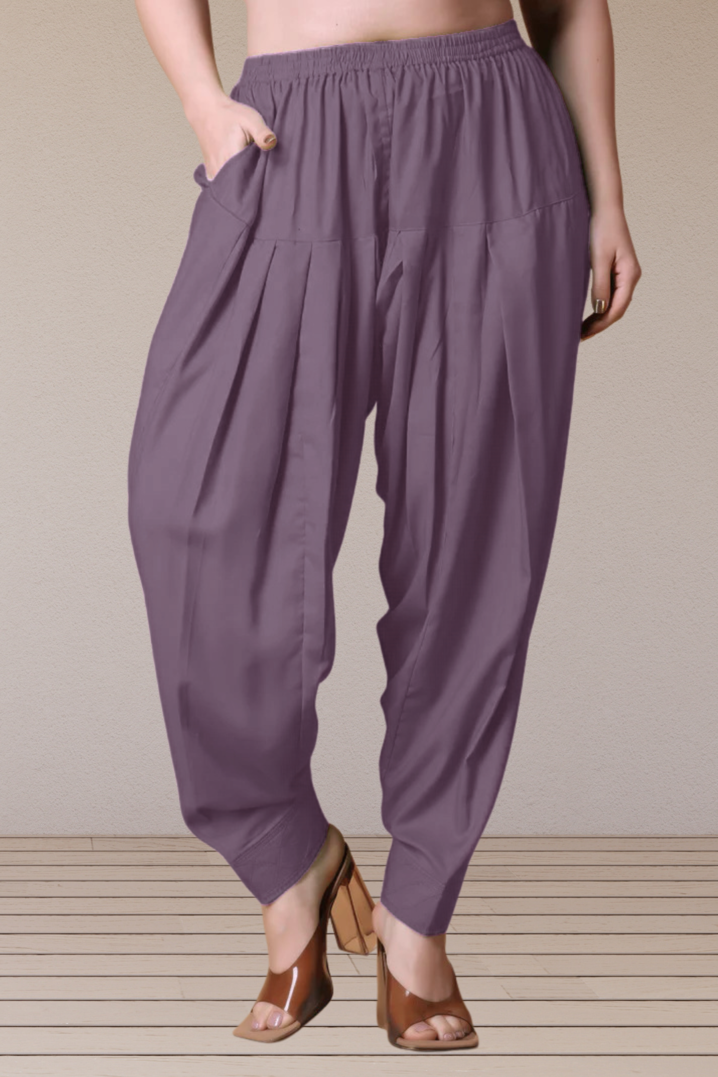 Mauve Rayon Pleated Salwar