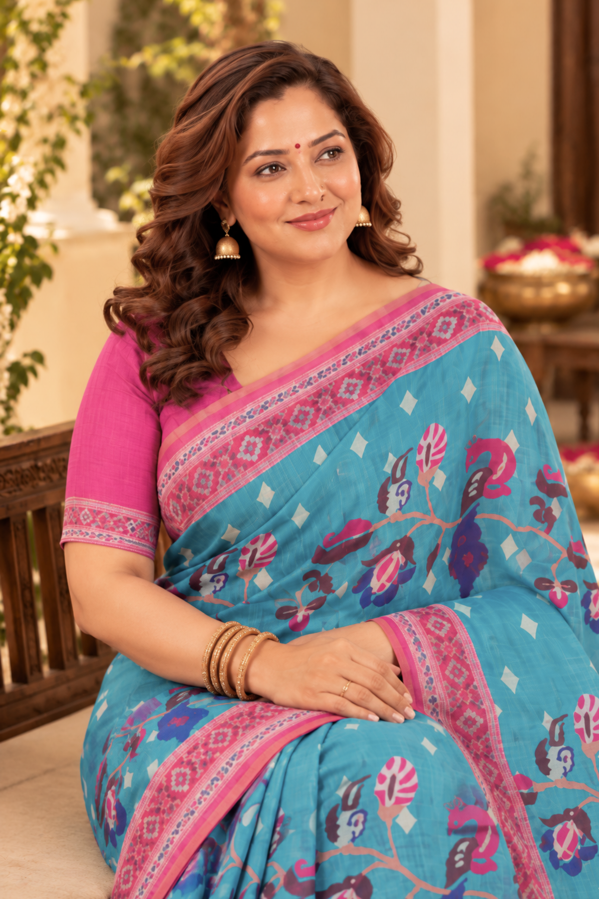 Meera Printed Saree With 1.5 Mtr Blouse Piece