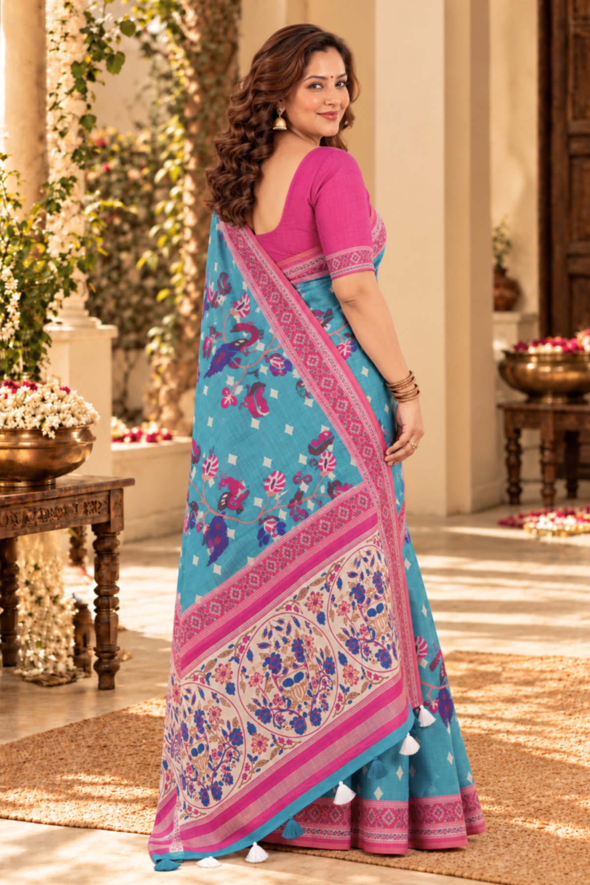 Meera Printed Saree With 1.5 Mtr Blouse Piece