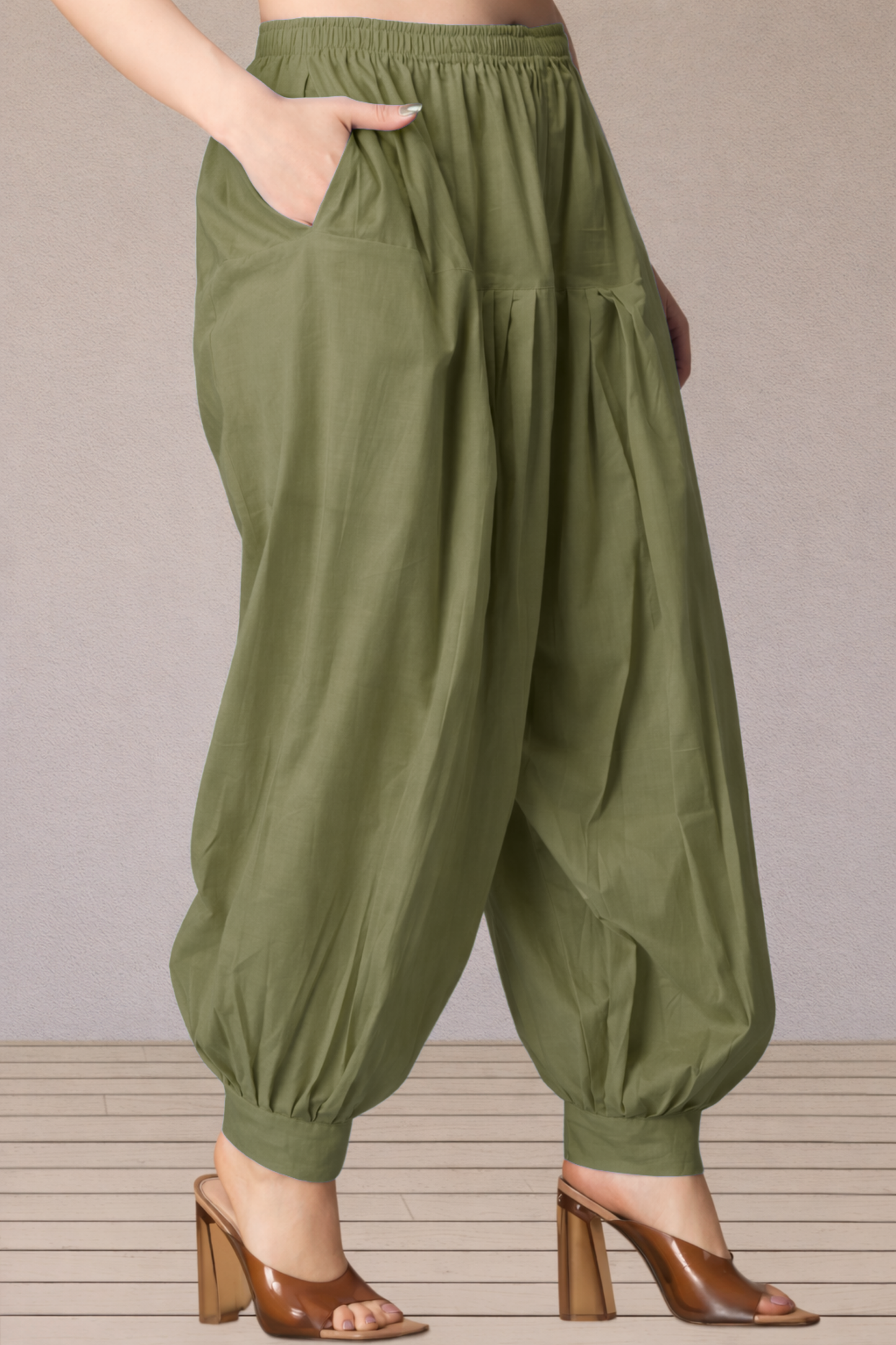 Mehandi Green Cotton Afghani Salwar