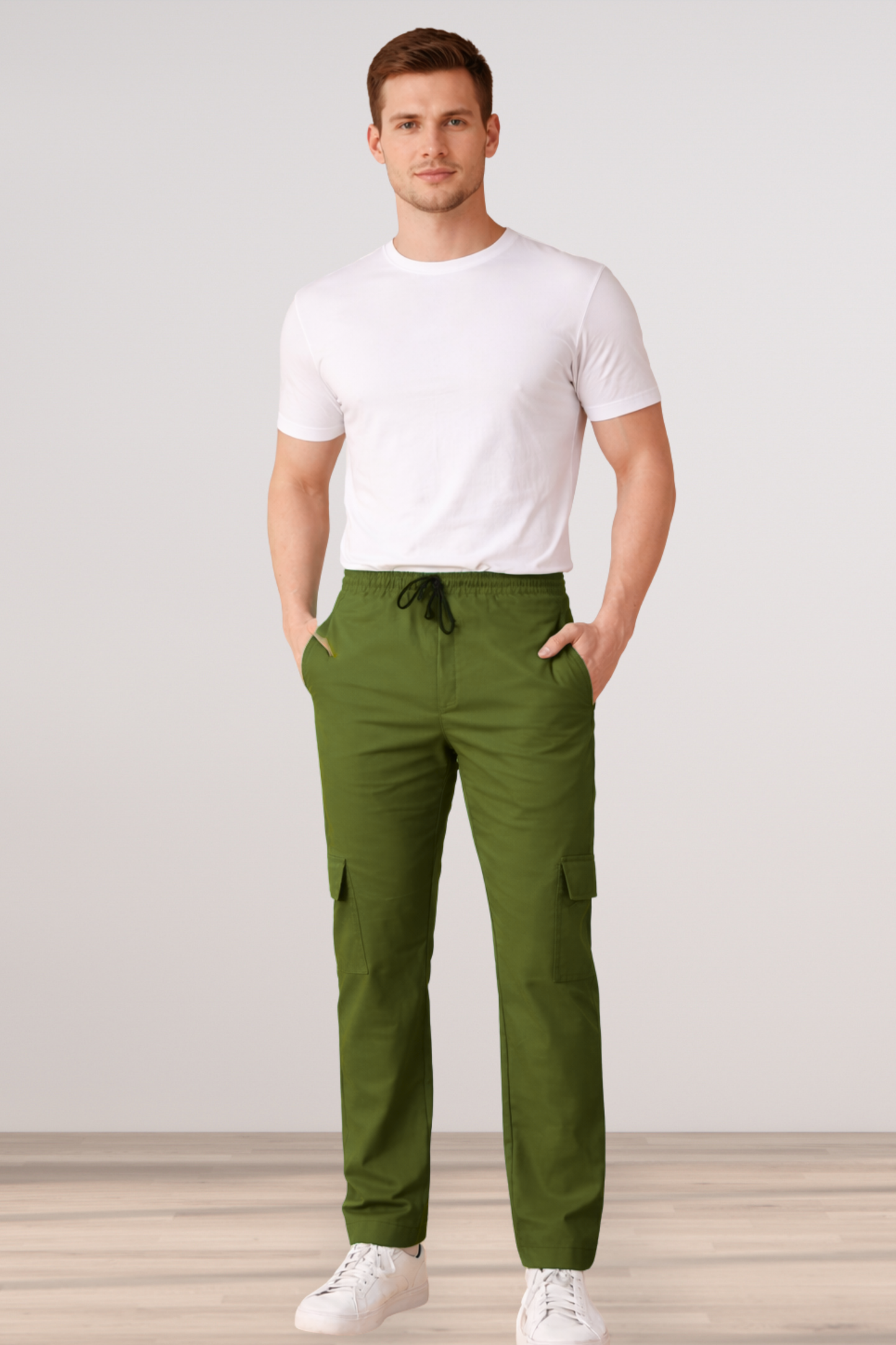 Mehandi Green Cotton Cargo Pants