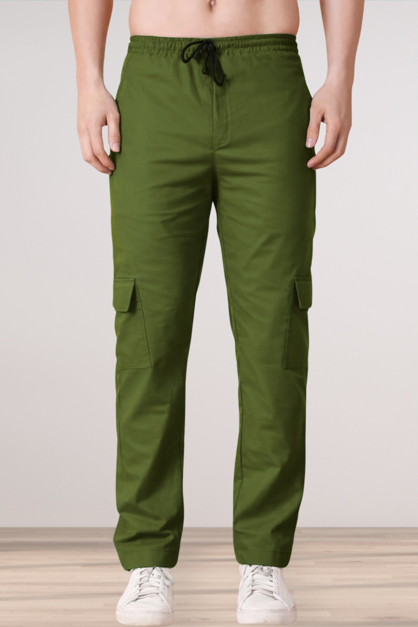 Mehandi Green Cotton Cargo Pants