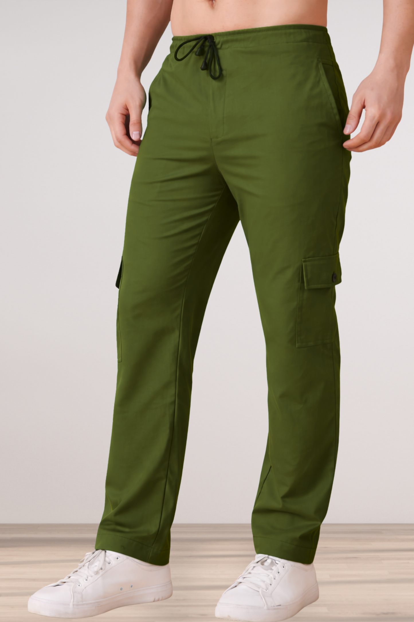 Mehandi Green Cotton Cargo Pants