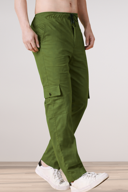 Mehandi Green Cotton Cargo Pants