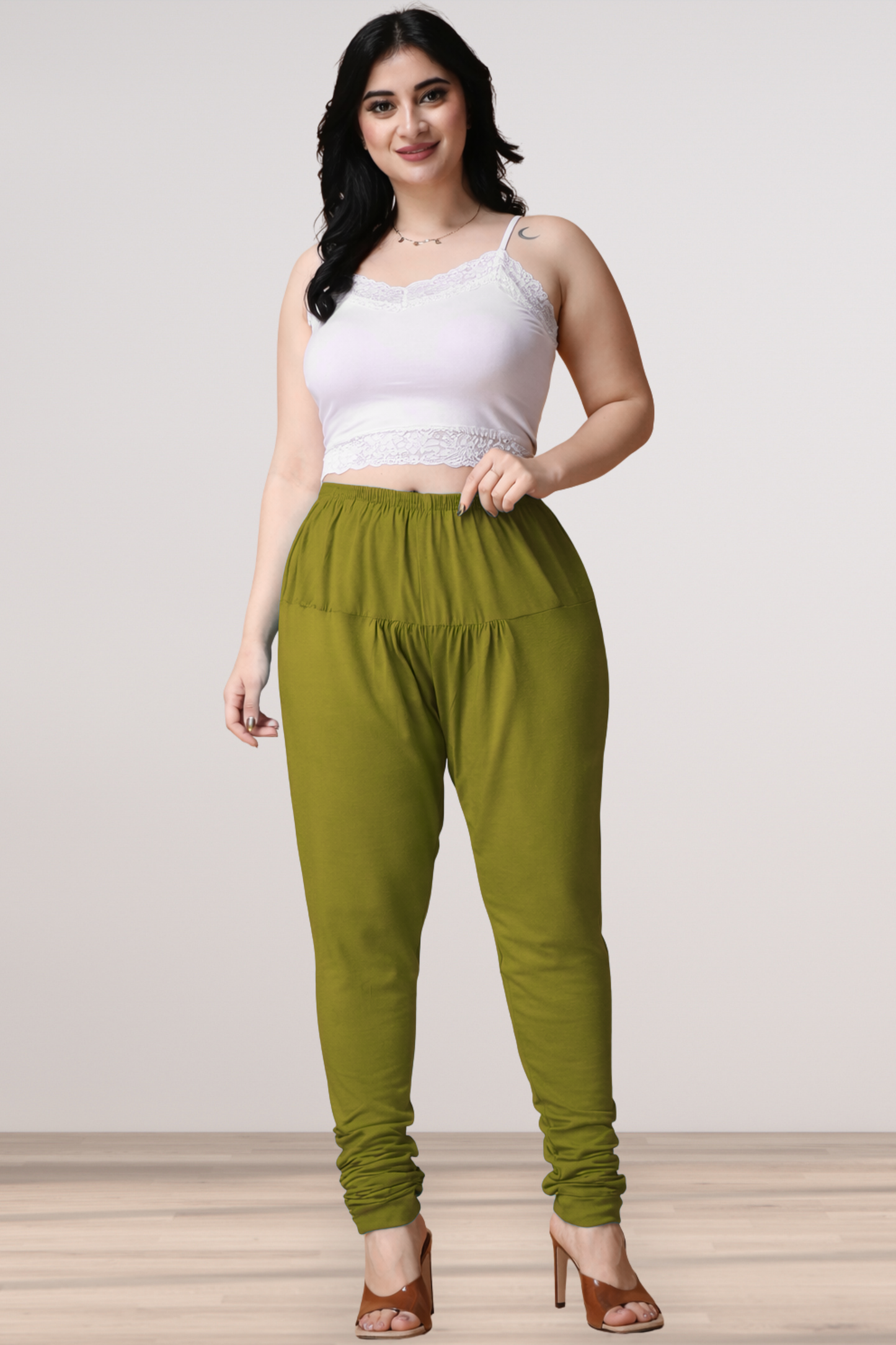 Mehandi Green Cotton Churidar Pants
