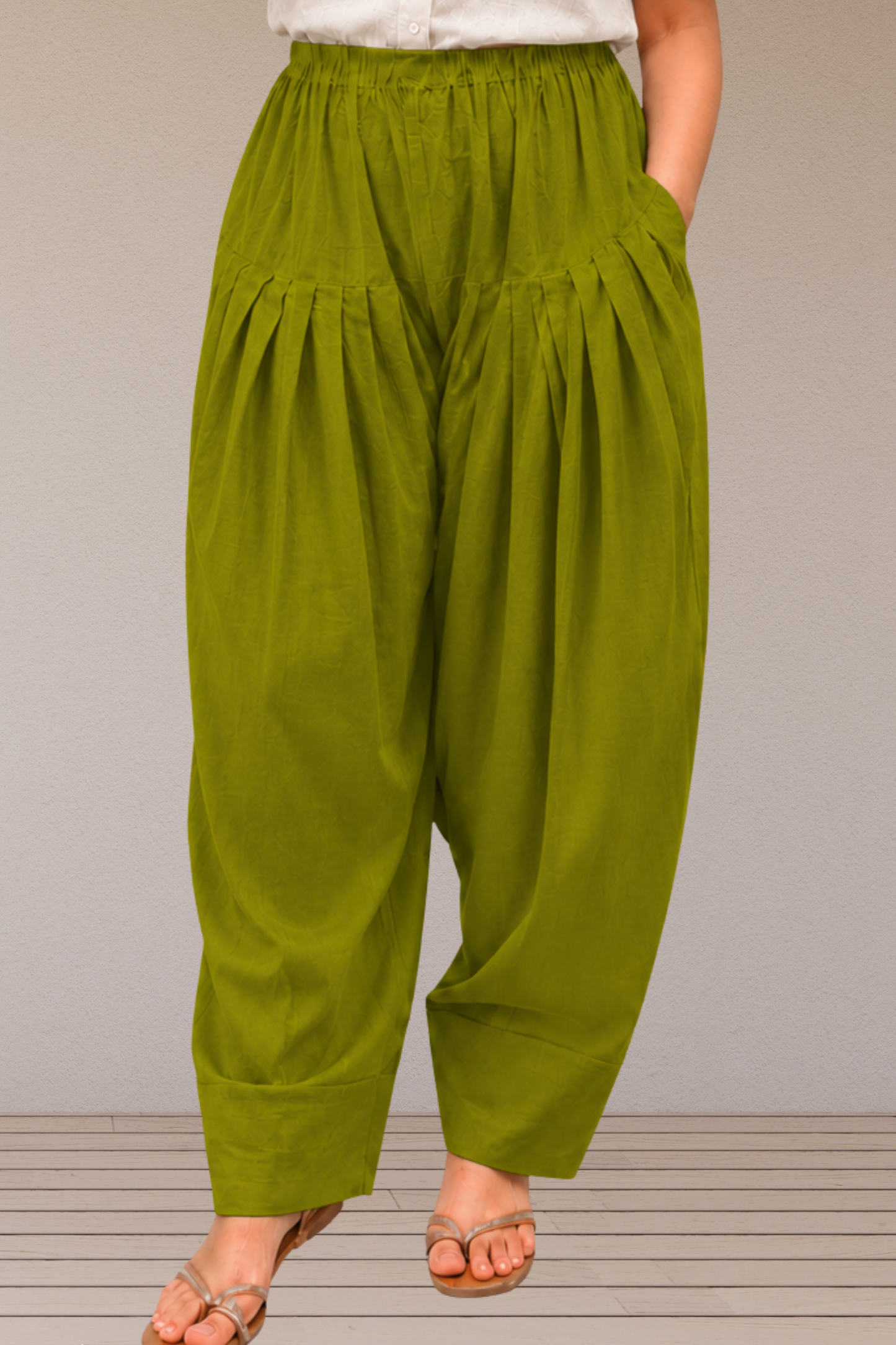 Mehandi Green Cotton Farshi Salwar
