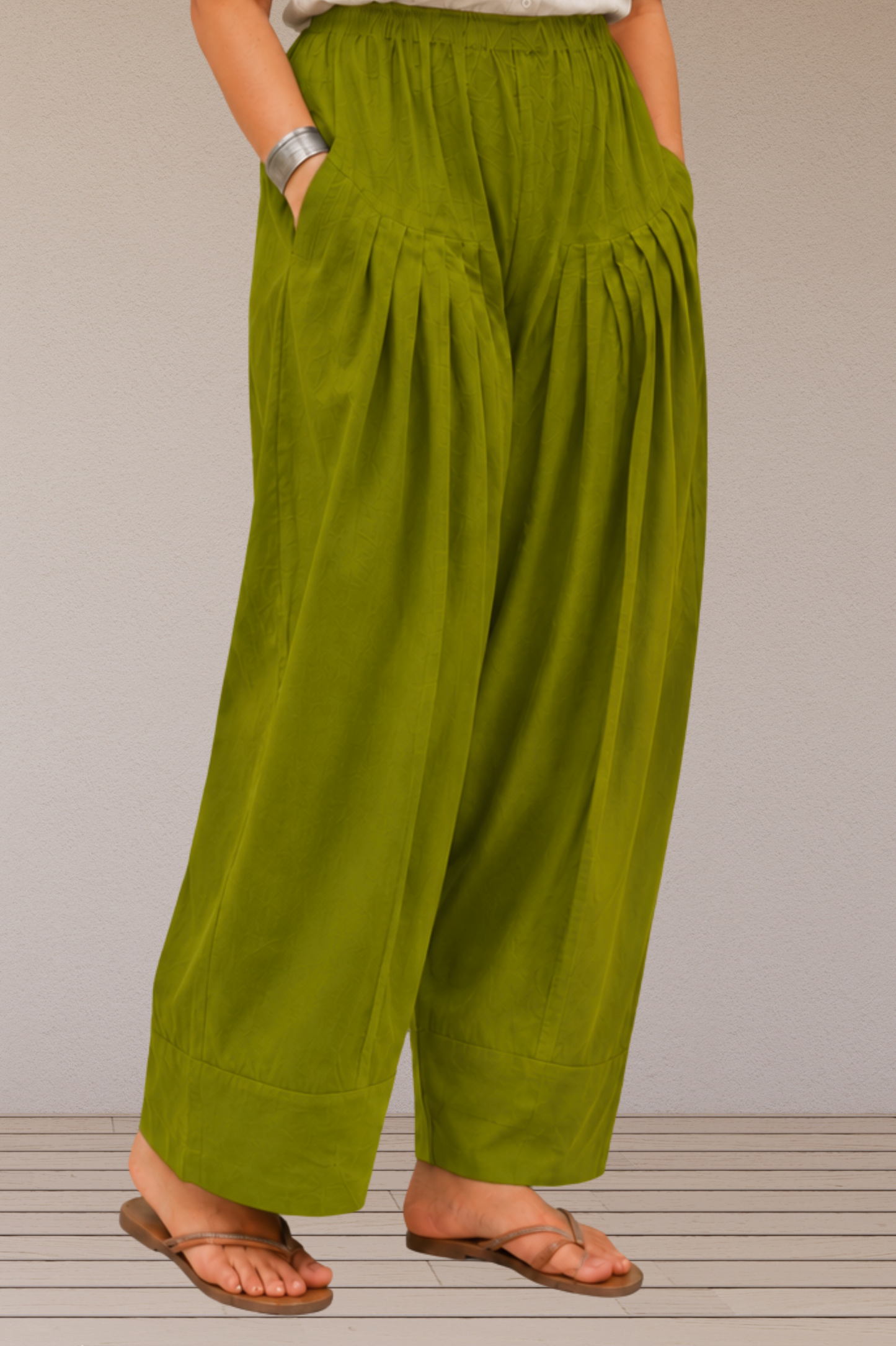 Mehandi Green Cotton Farshi Salwar