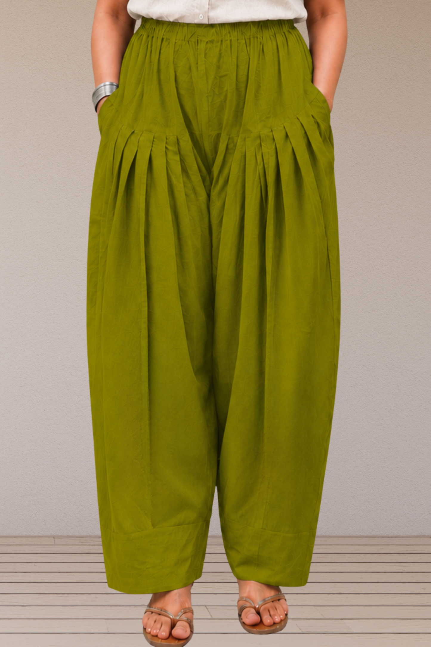 Mehandi Green Cotton Farshi Salwar