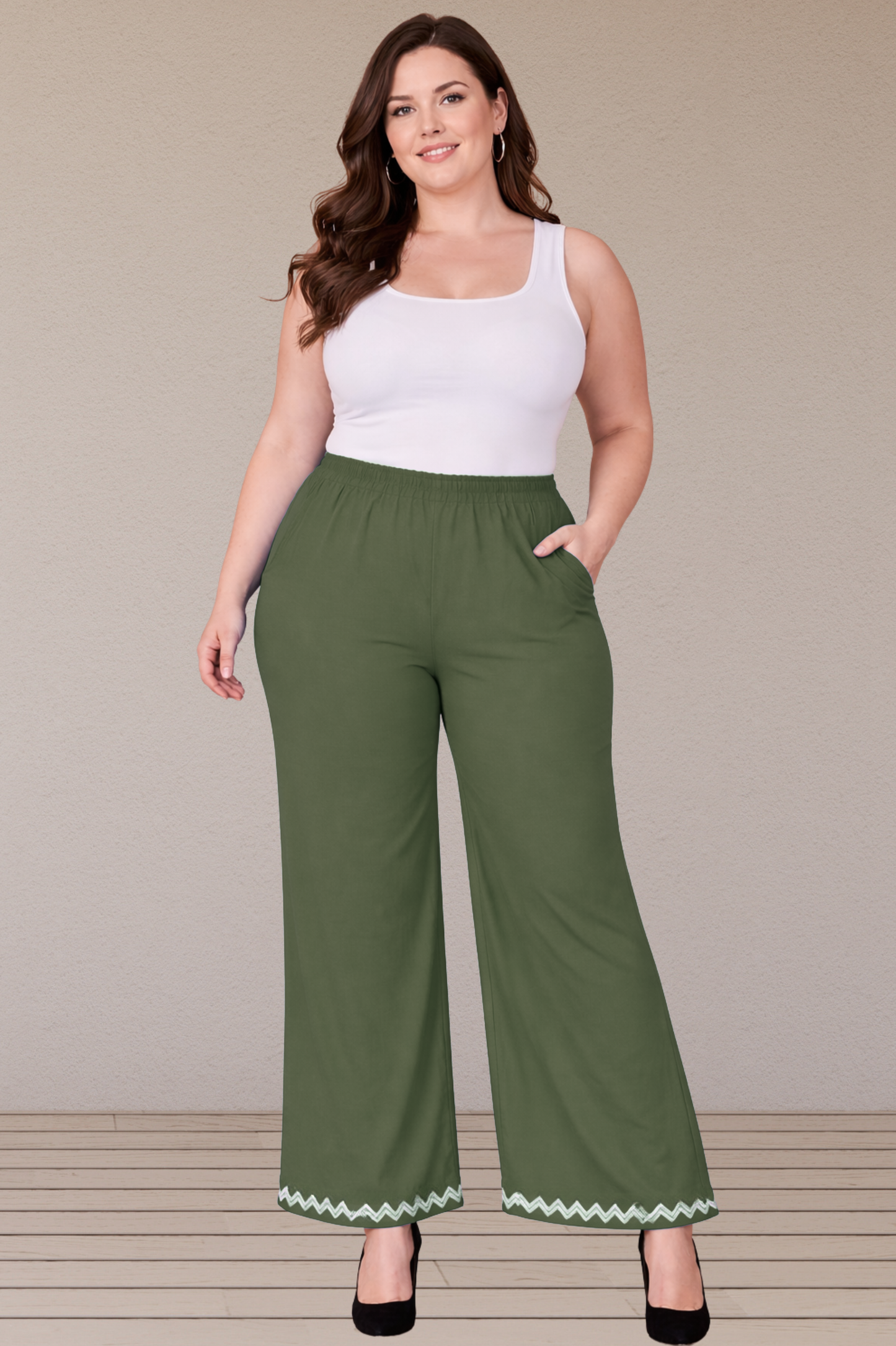 Mehandi Green Embellished Cotton Palazzo