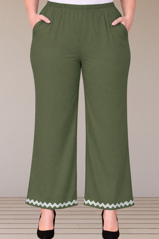 Mehandi Green Embellished Cotton Palazzo