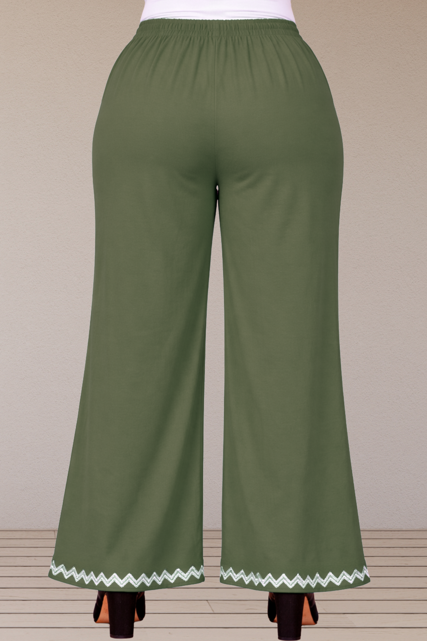 Mehandi Green Embellished Cotton Palazzo