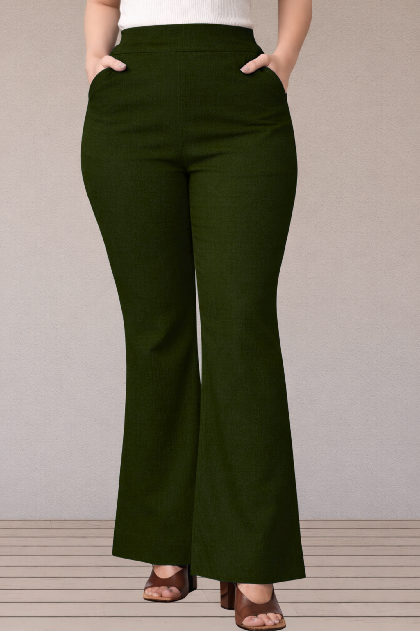 Mehandi Green Flared Slub Pants