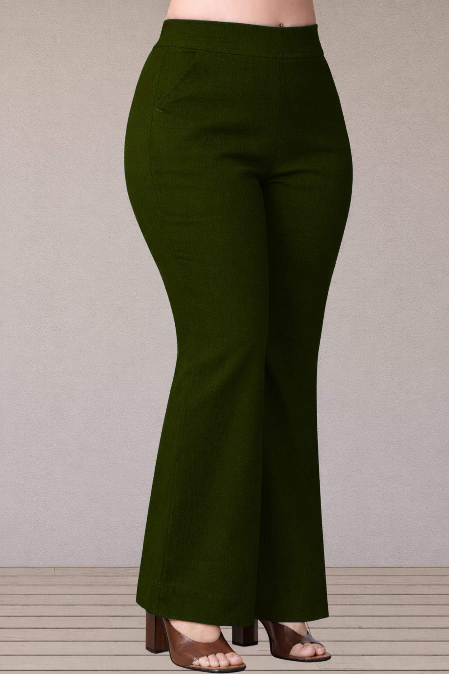 Mehandi Green Flared Slub Pants
