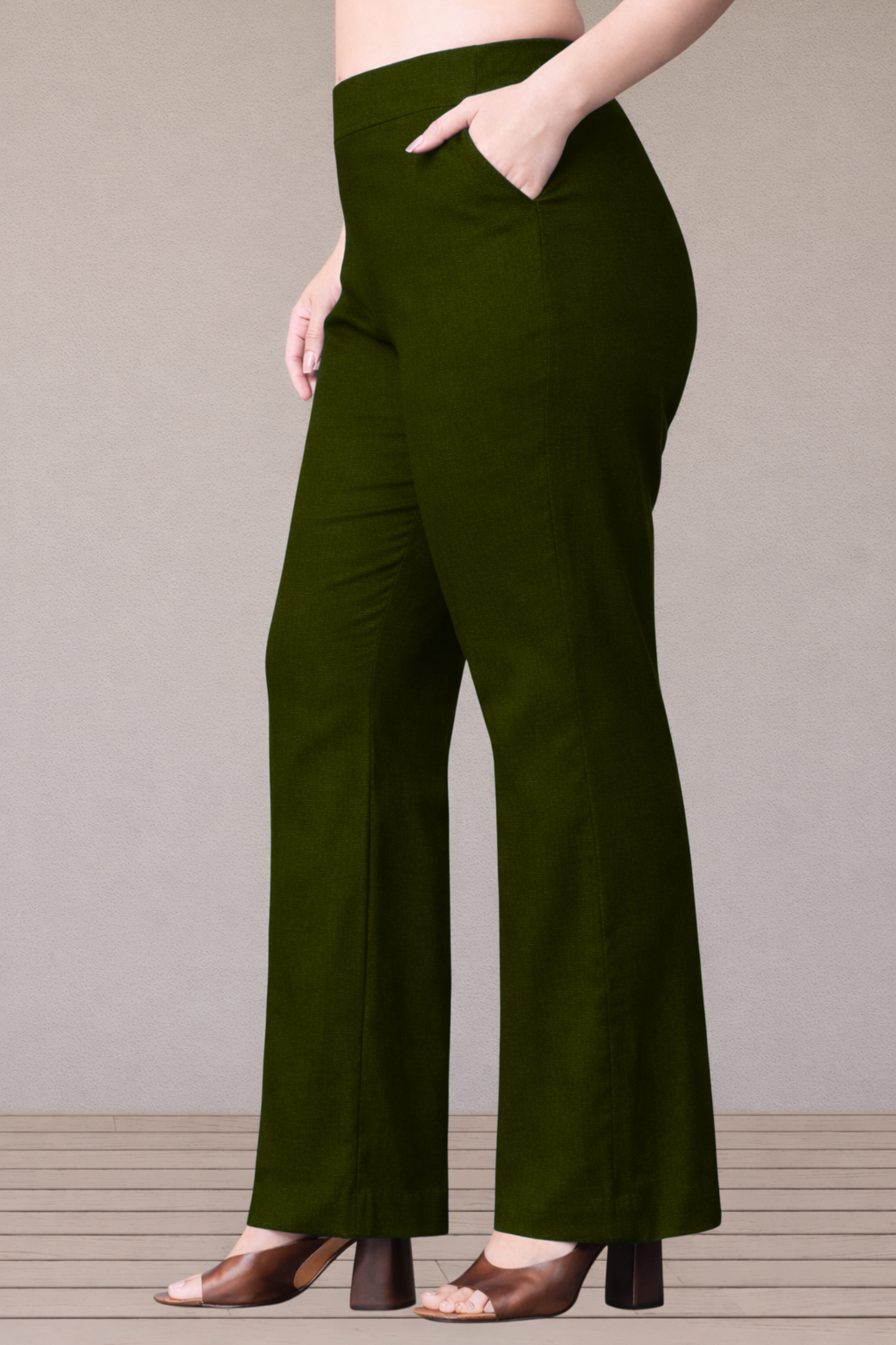 Mehandi Green Flared Slub Pants
