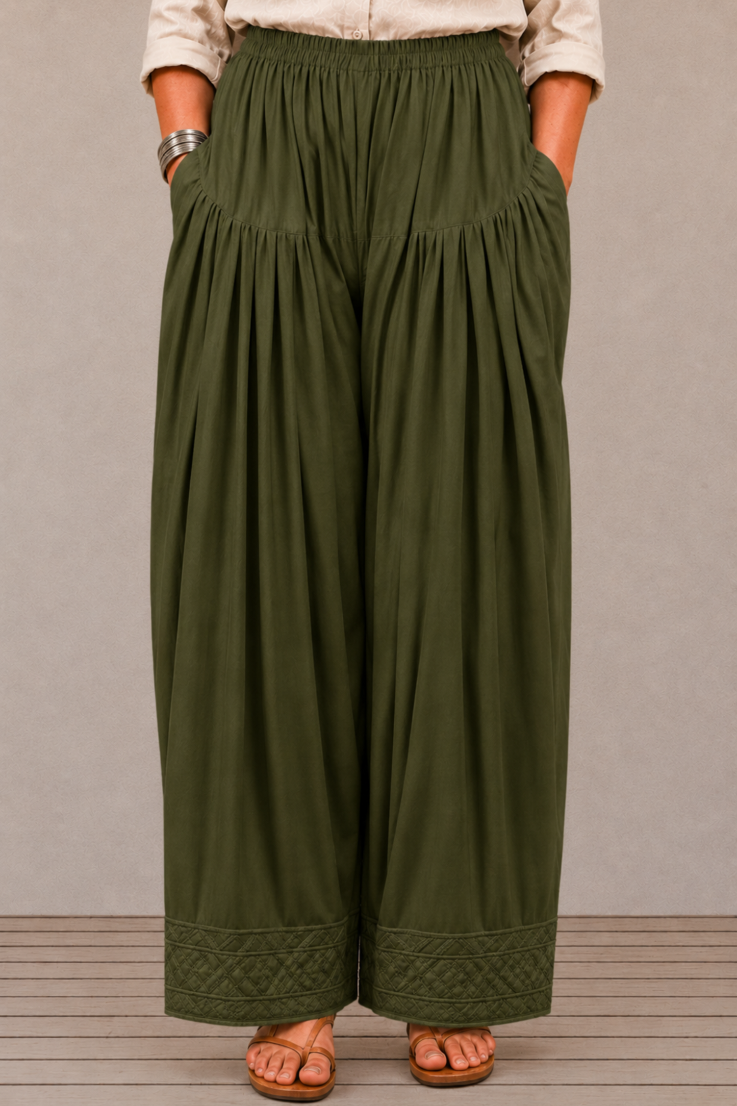 Mehandi Green Rayon Farshi Salwar
