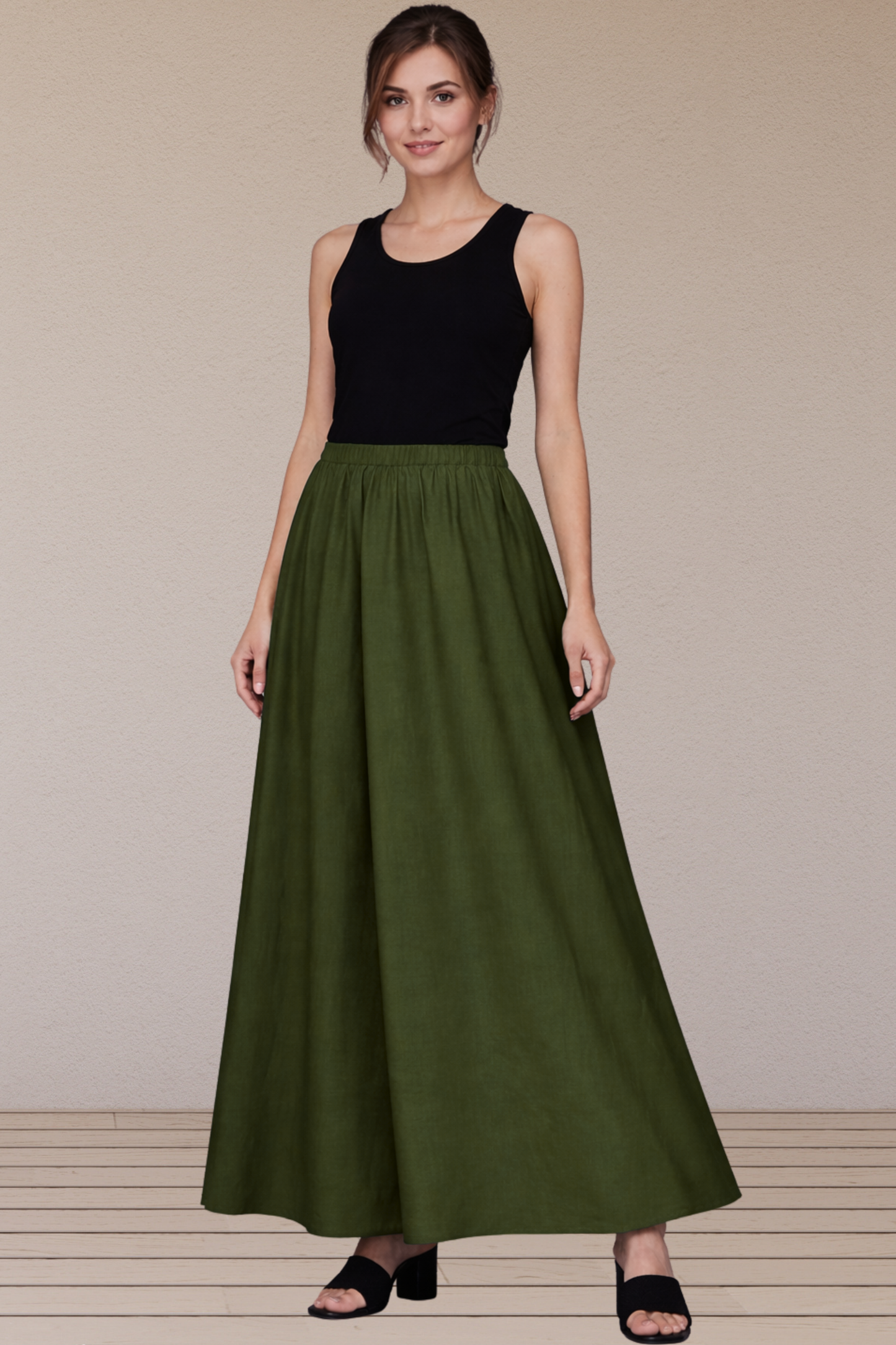 Mehandi Green Rayon Long Skirt