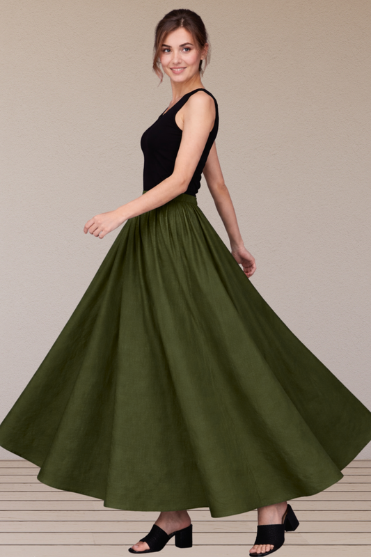 Mehandi Green Rayon Long Skirt