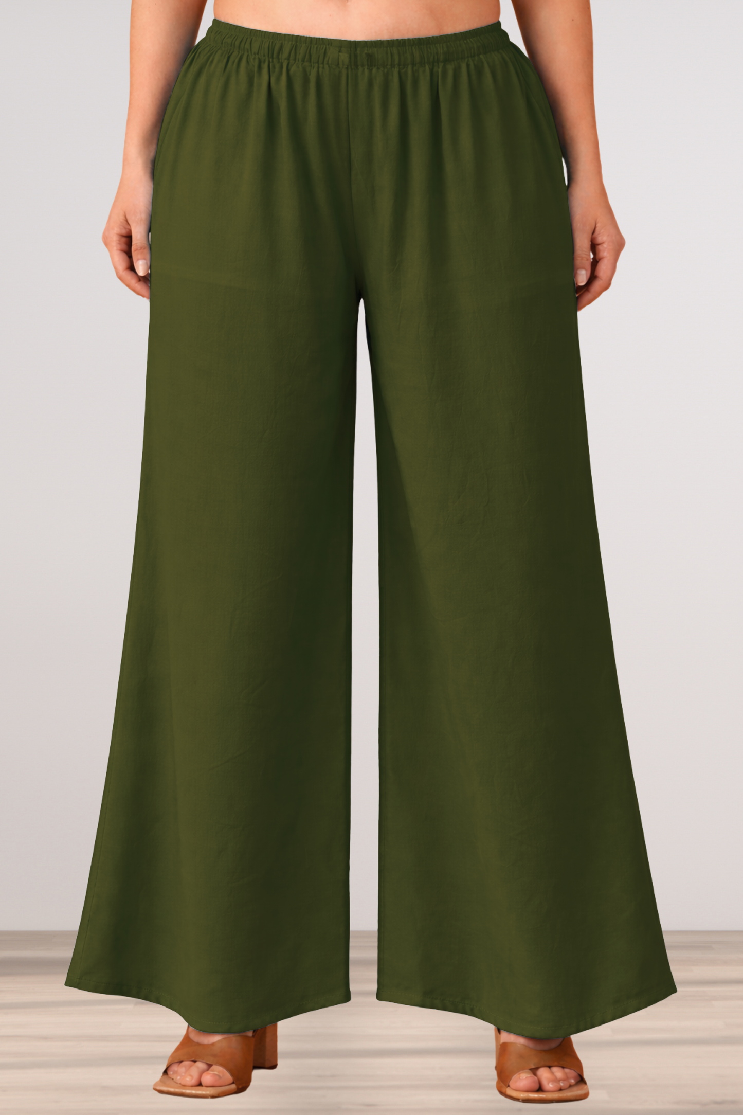 Mehandi Green Rayon Loose Palazzo