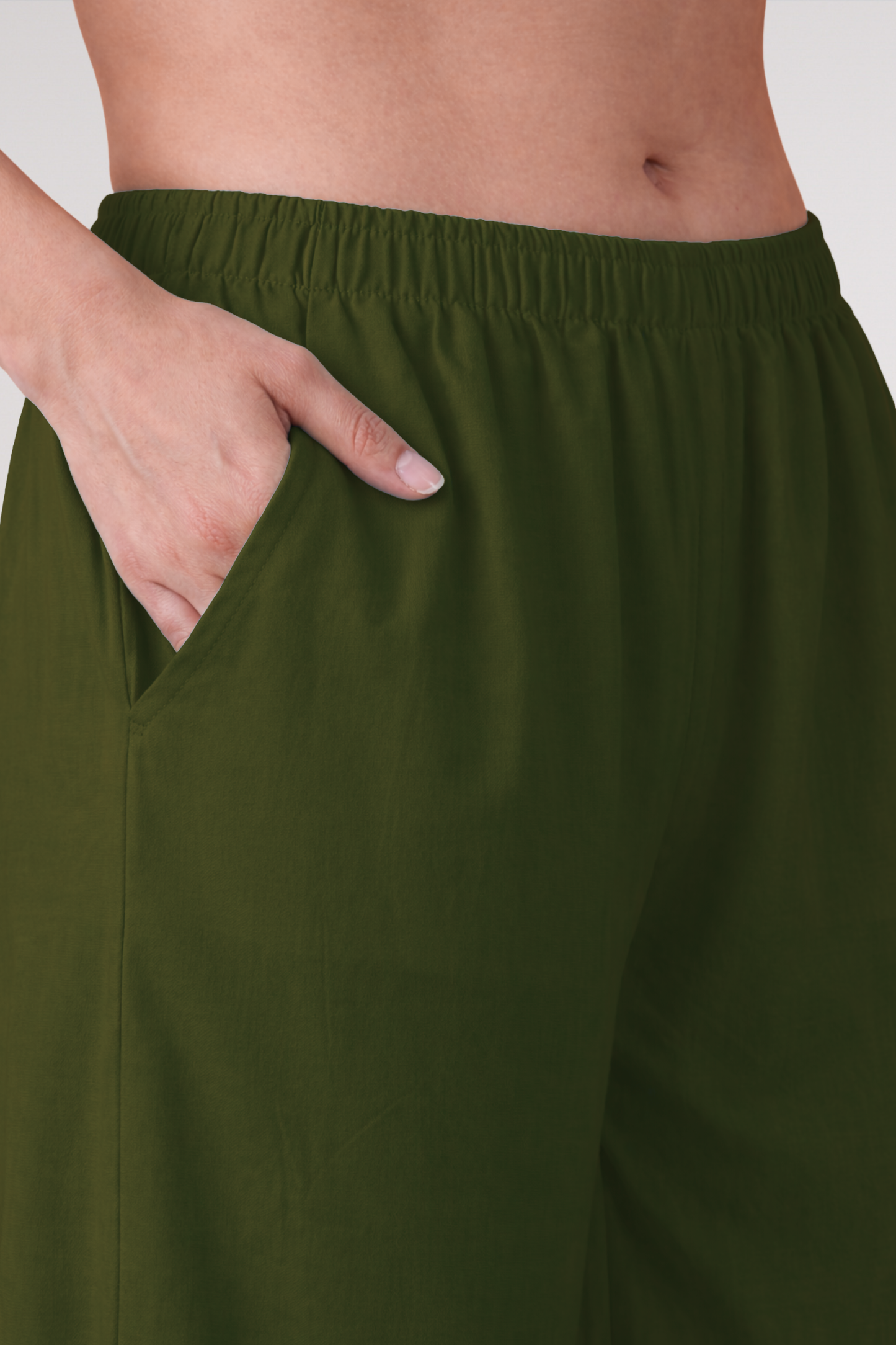 Mehandi Green Rayon Loose Palazzo