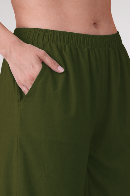 Mehandi Green Rayon Loose Palazzo
