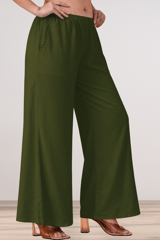 Mehandi Green Rayon Loose Palazzo