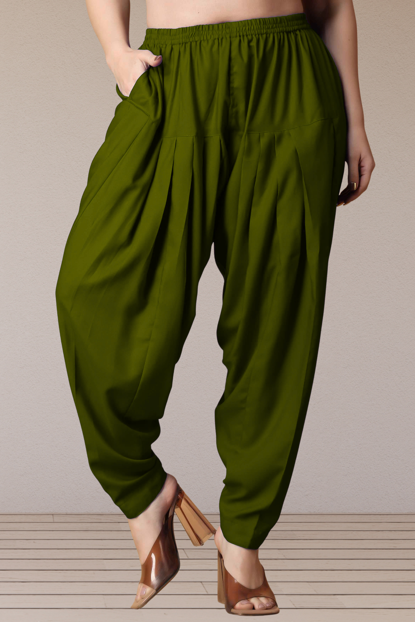 Mehandi Green Straight Rayon Salwar Pants