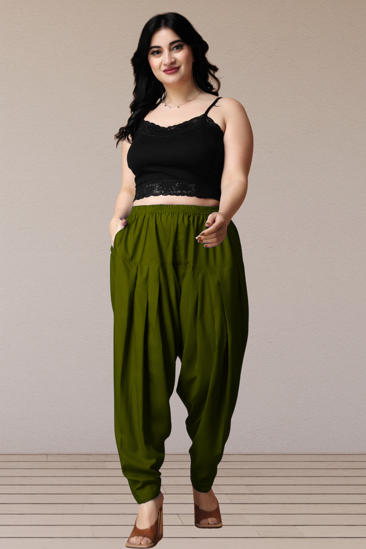 Mehandi Green Straight Rayon Salwar Pants