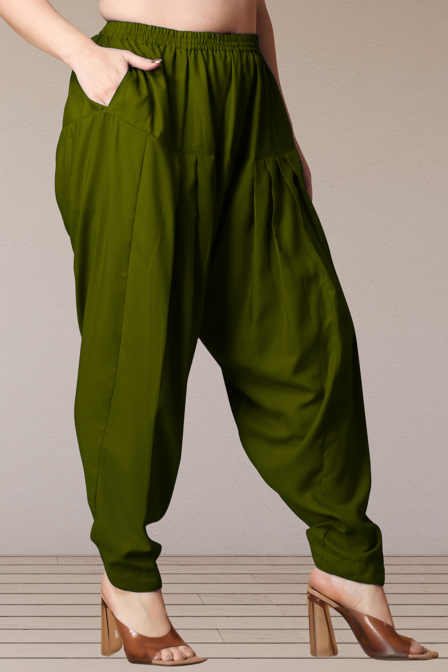 Mehandi Green Straight Rayon Salwar Pants