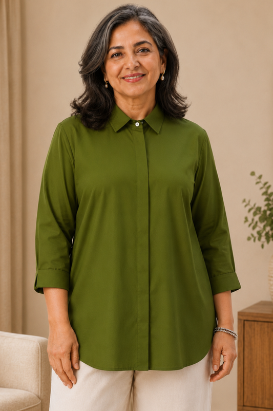 Mehandi Muse Solid Rayon Shirt