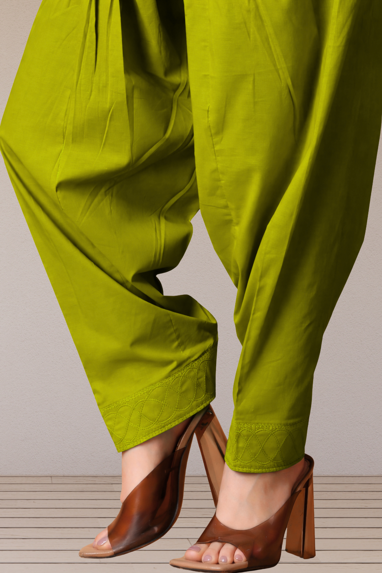 Mehandi Green Cotton Straight Salwar