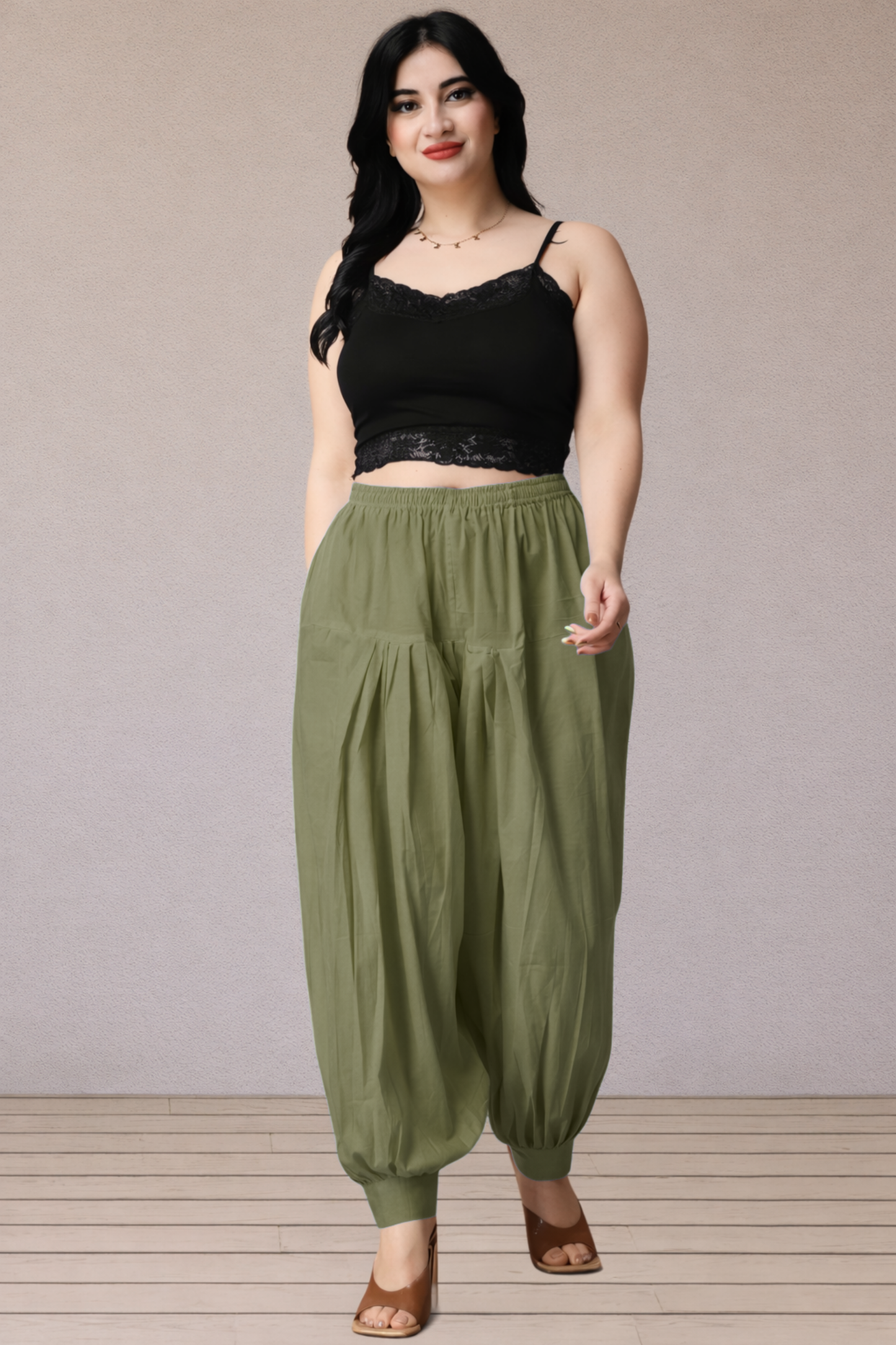 Mehandi Green Cotton Afghani Salwar