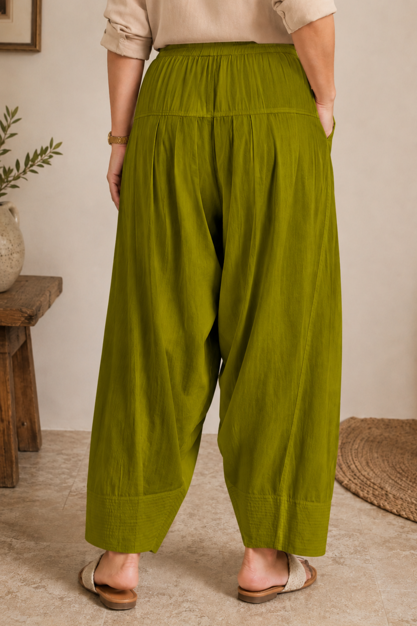 Mehandi Green Cotton Farshi Salwar