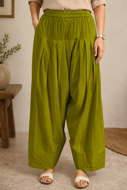 Mehandi Green Cotton Farshi Salwar