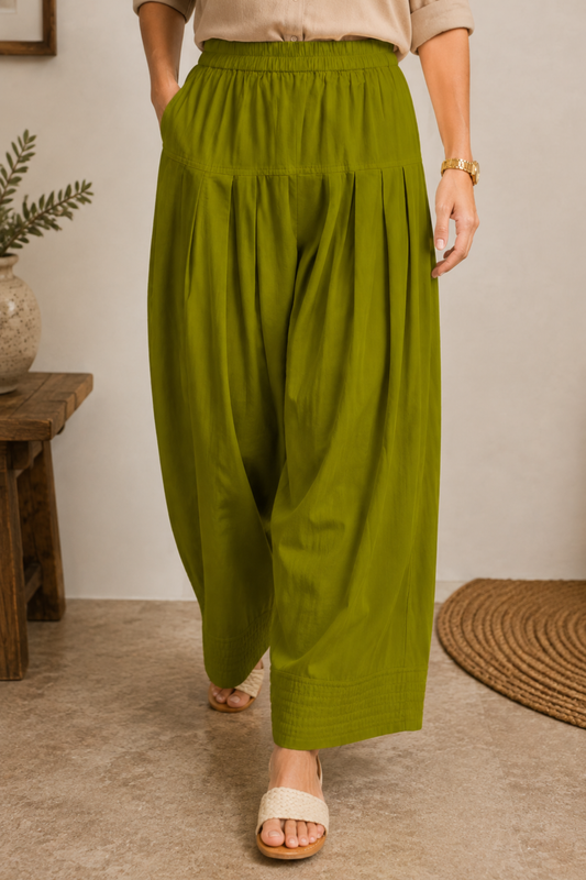 Mehandi Green Cotton Farshi Salwar