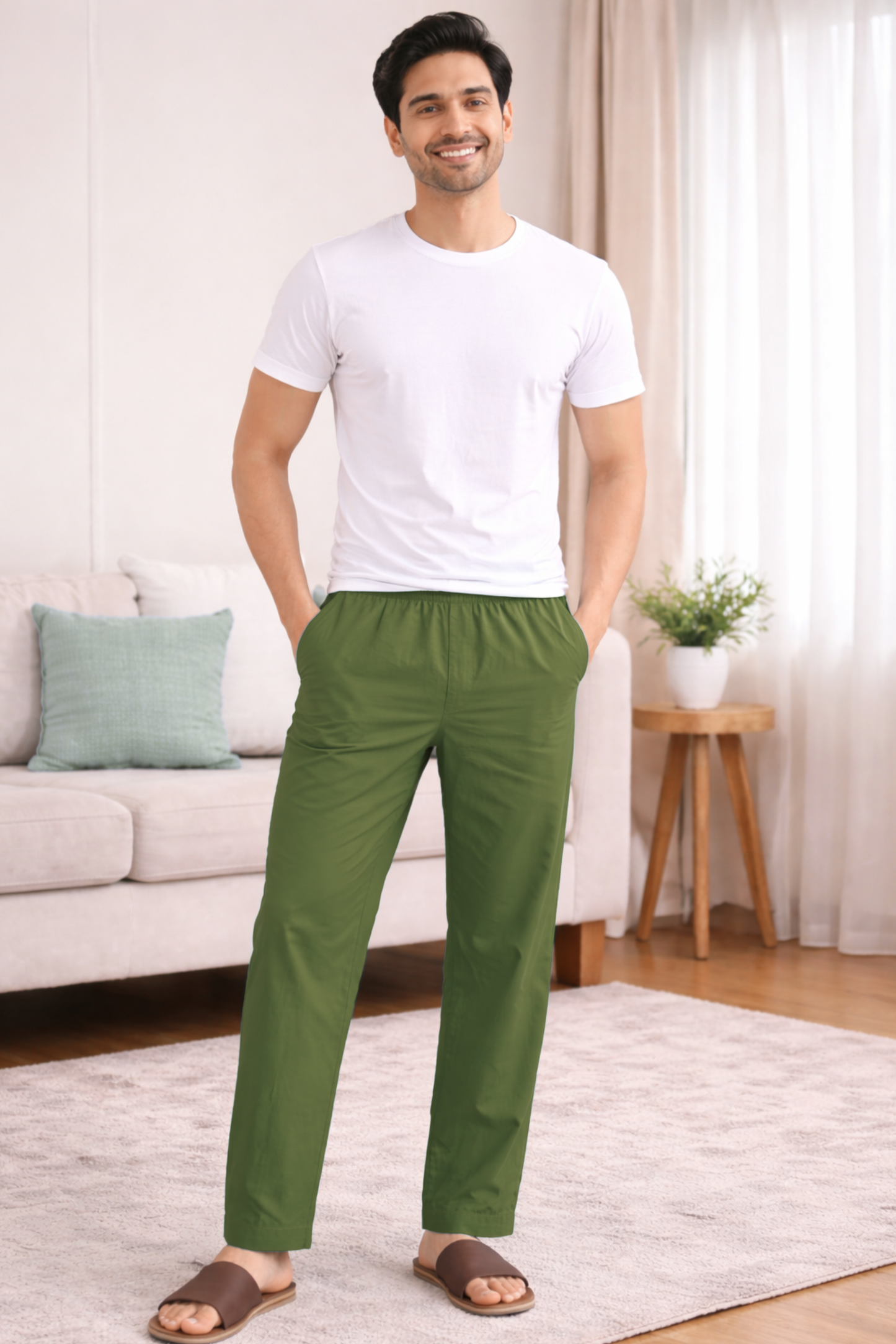 Mehendi Green Cotton Pant Pajama