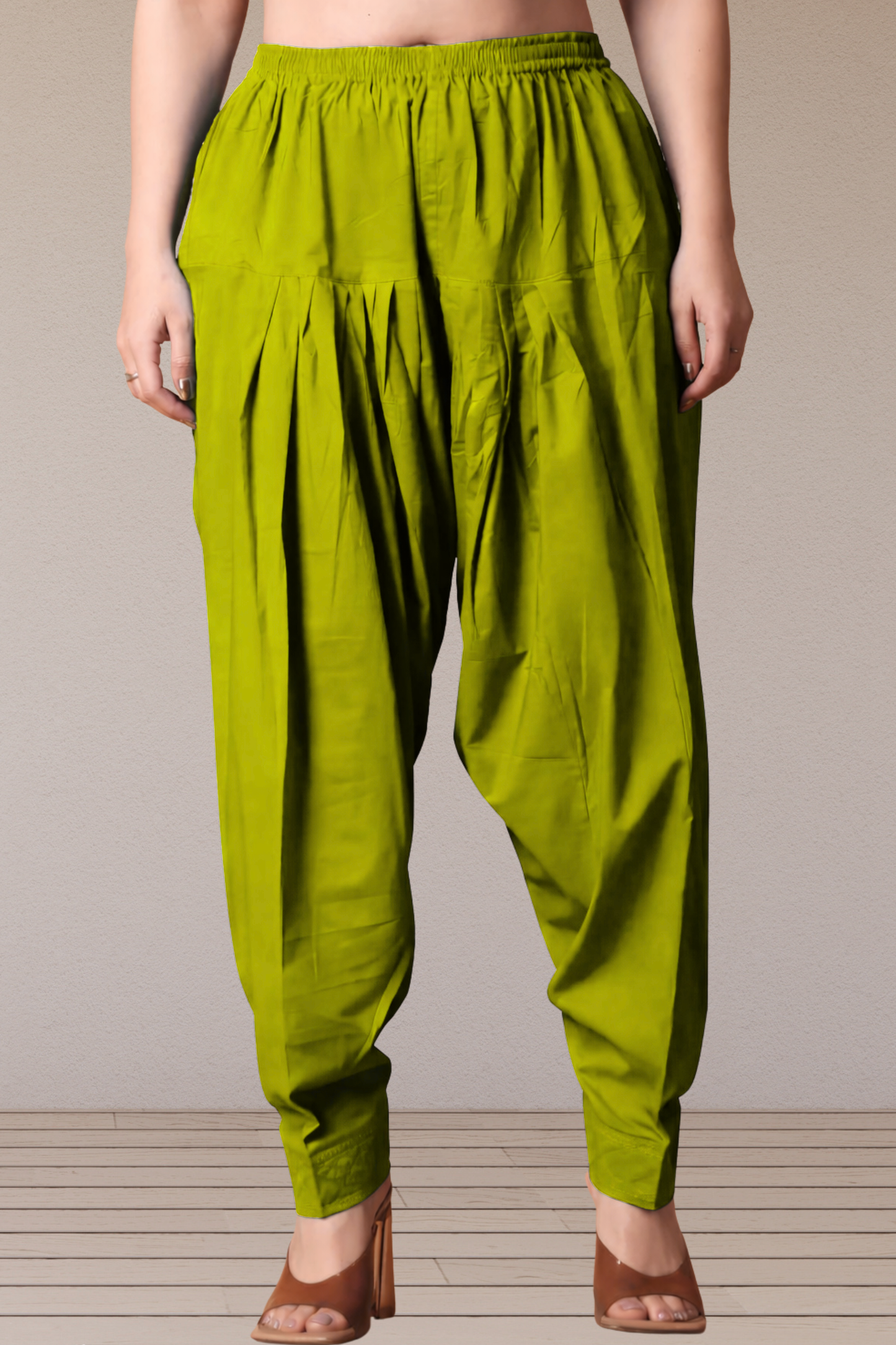 Mehandi Green Pleated Cotton Salwar