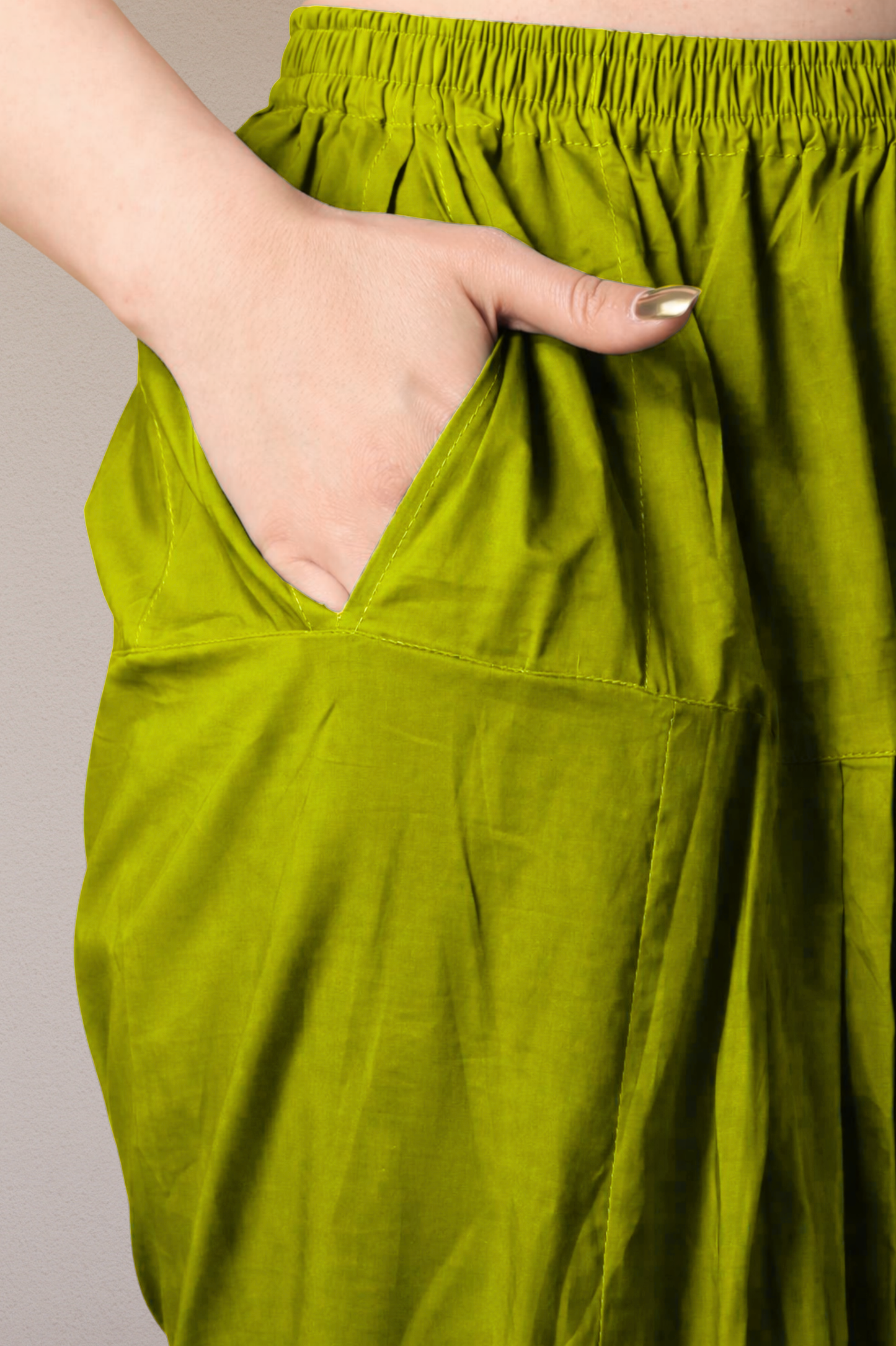 Mehandi Green Pleated Cotton Salwar