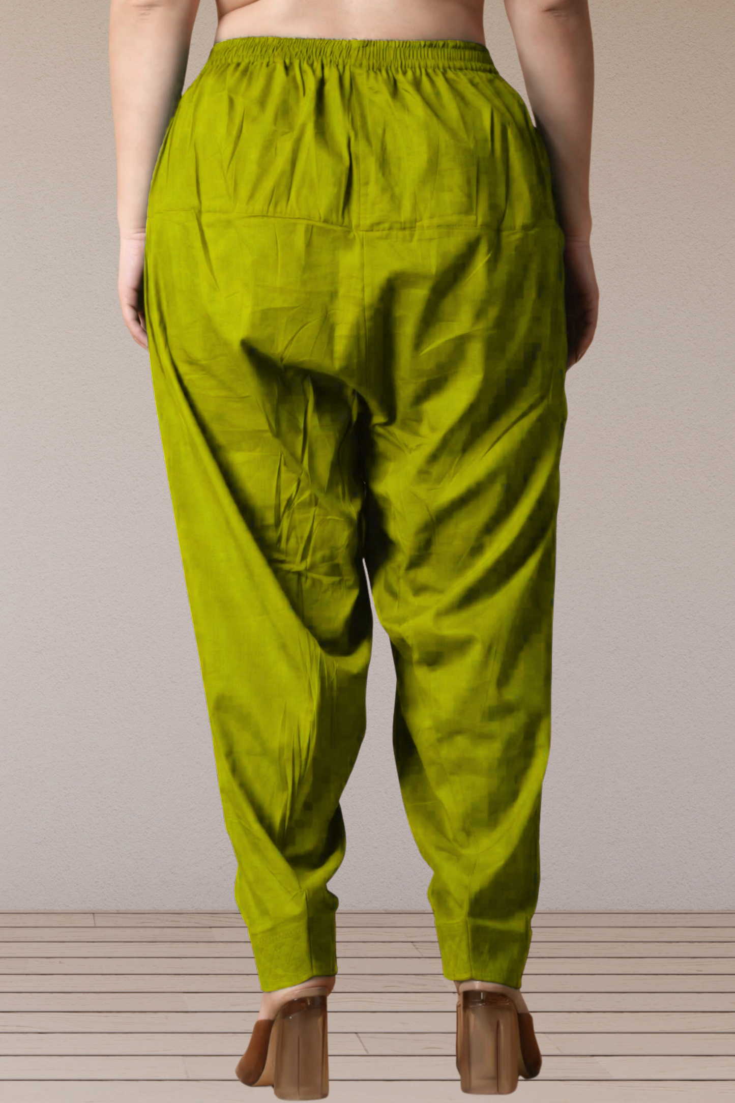 Mehandi Green Pleated Cotton Salwar