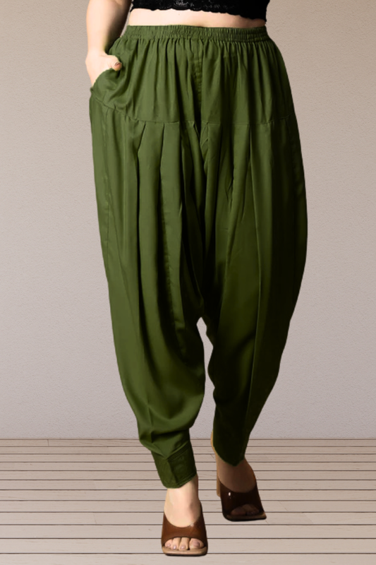 Mehandi Green Pleated Rayon Salwar