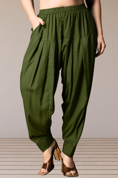 Mehandi Green Classic Rayon Salwar With Pocket