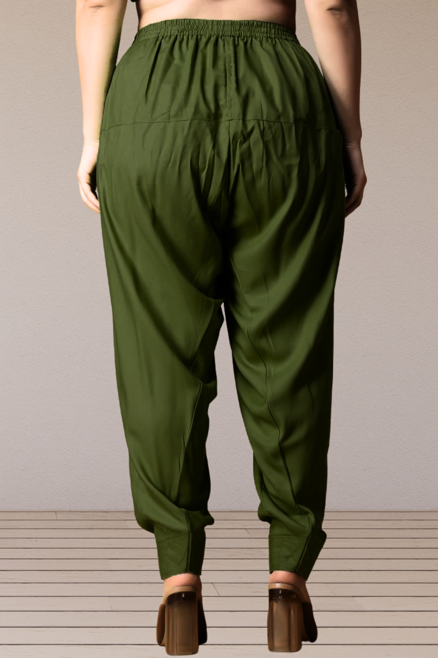 Mehandi Green Pleated Rayon Salwar