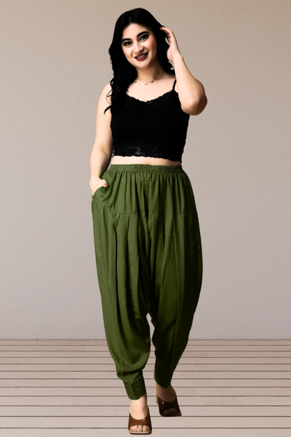 Mehandi Green Classic Rayon Salwar With Pocket