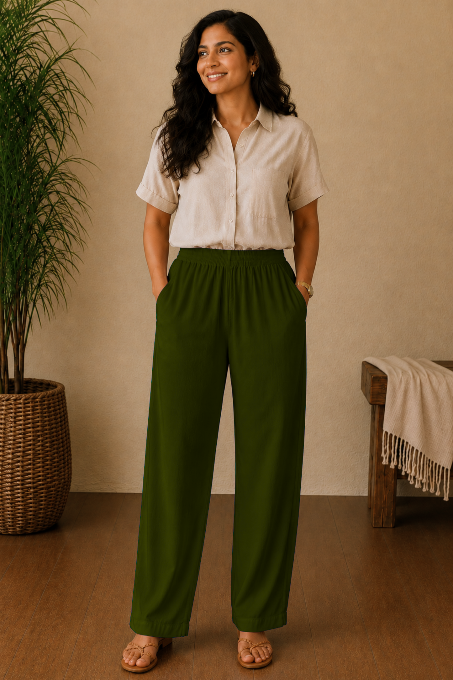 Mehendi Green Rayon Kurti Pant