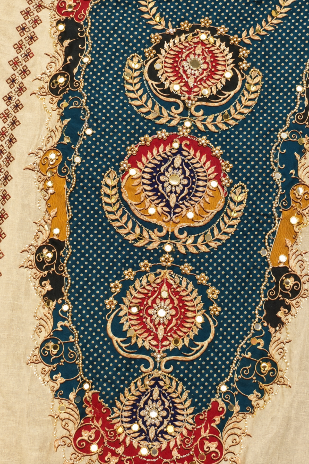 Meher Karachi Muslin Suit With Mirror Work