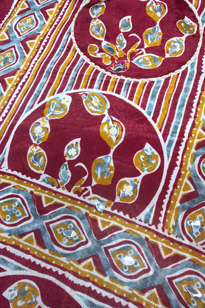 Meher Maroon Ajrakh Suit With Beads Highlights