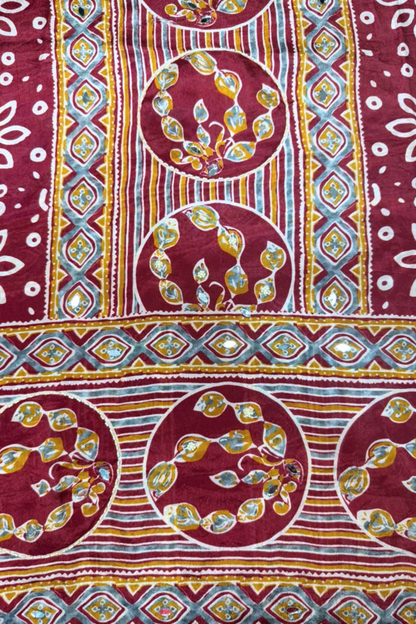 Meher Maroon Ajrakh Suit With Beads Highlights
