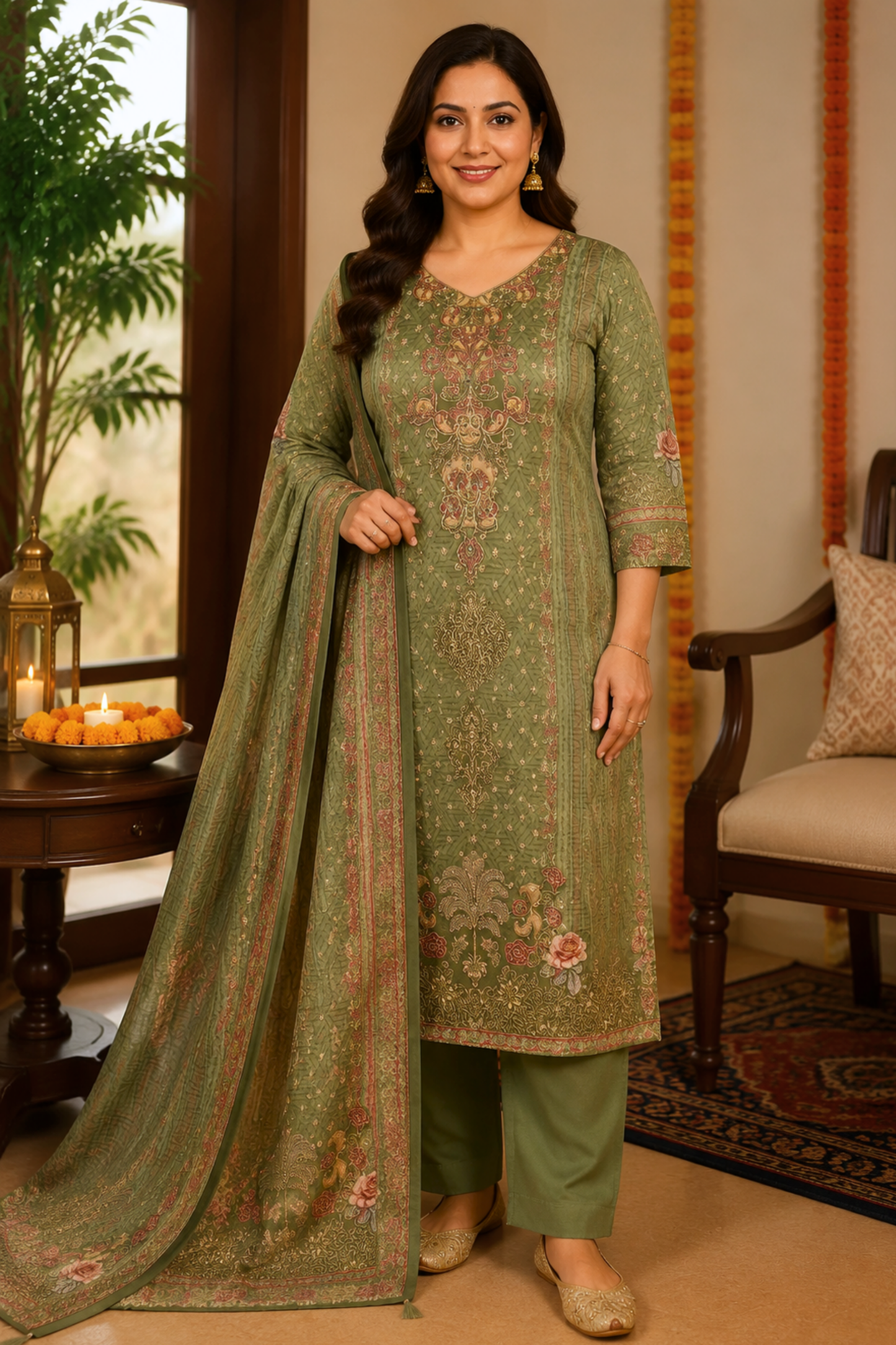 Mehnaz Karachi Muslin Suit with Aari Work