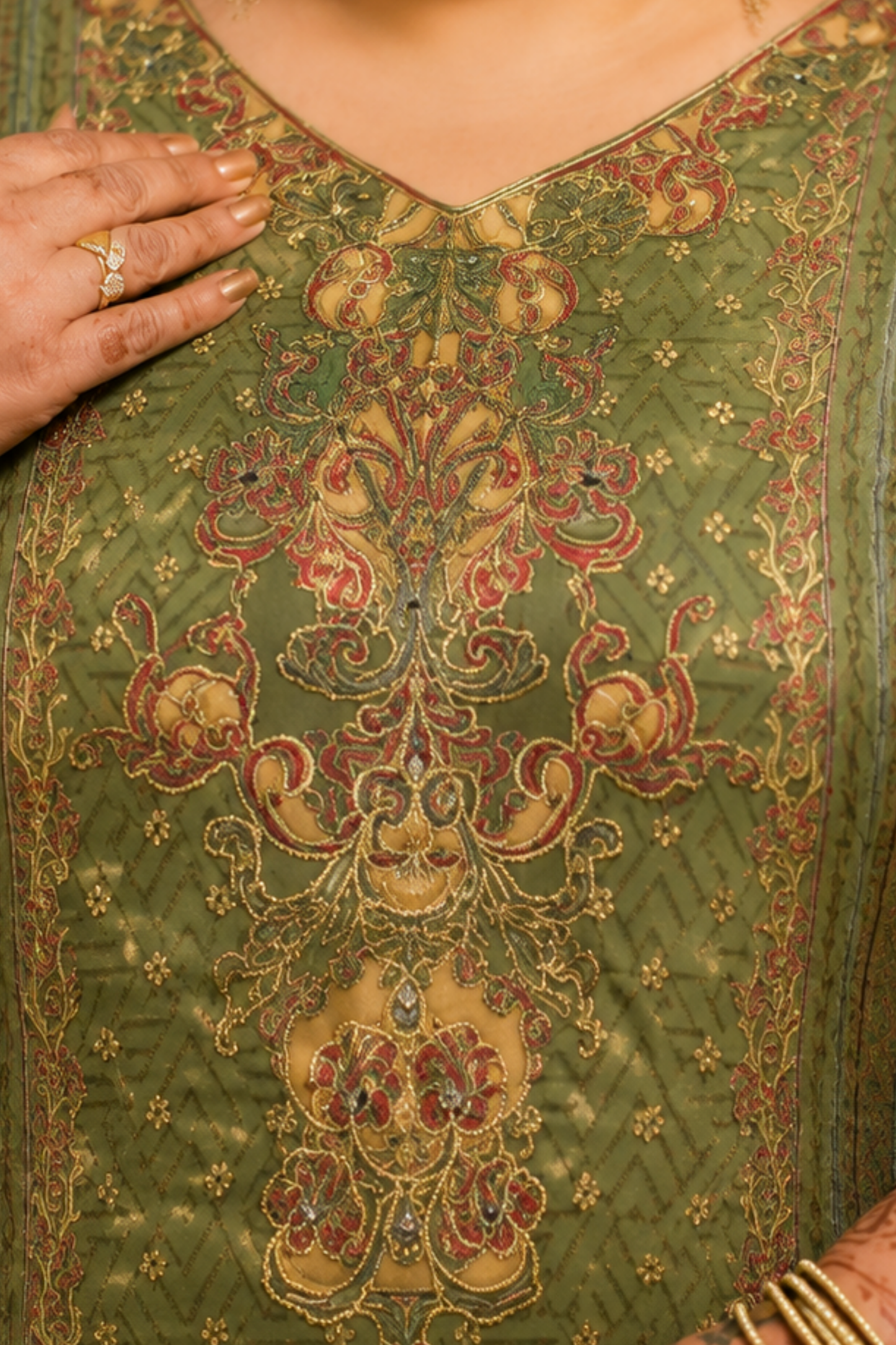 Mehnaz Karachi Muslin Suit with Aari Work