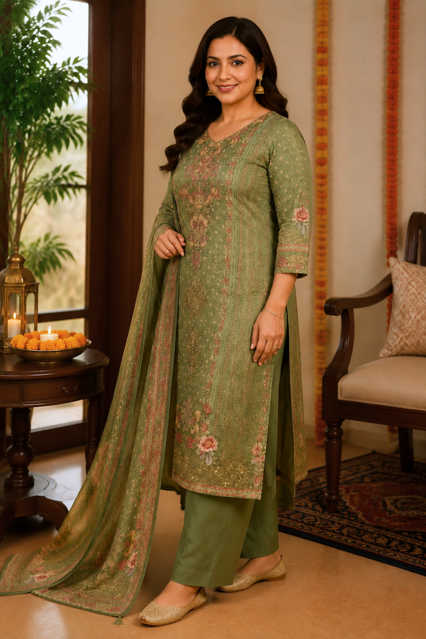 Mehnaz Karachi Muslin Suit with Aari Work